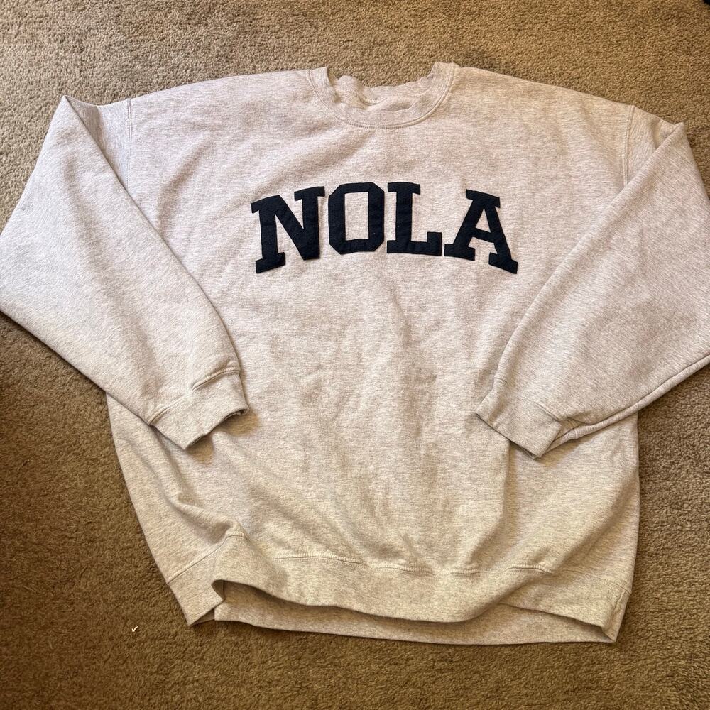 NOLA grey + navy Crewneck New Orleans